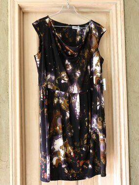 NWT Calvin Klein Abstract Color Cowl Neck Sleeveless Dress Size 20W MSRP $129